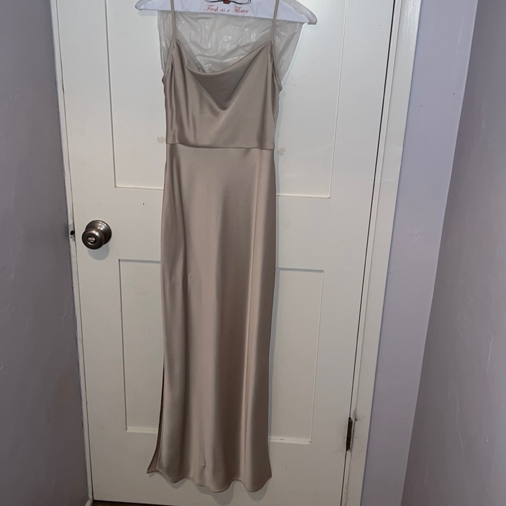 CALI SATIN CHARMEUSE MIDI DRESS